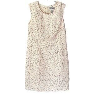 L.L.Bean Floral Cotton Sheath Dress Women 8 Lined Sleeveless Prairie Cottagecore